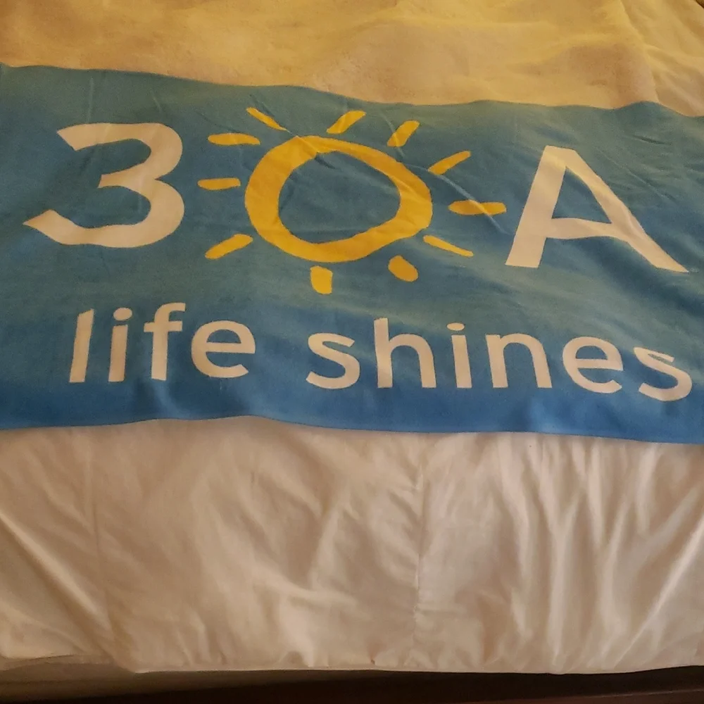3-OA Life Shines Beach Towel - Blue with Yellow Sun